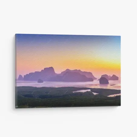 Tableau sur toile lever de soleil au belvédère Samet Nangshe, baie de Phang Nga – Wallnifity®