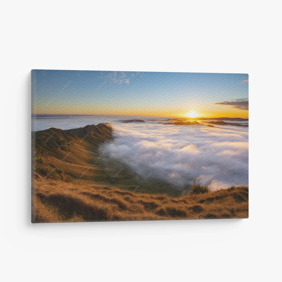 Tableau sur toile aube dorée au-dessus d'une mer de nuages – Wallnifity® Tableau sur toile aube dorée au-dessus d'une mer de nuages – Wallnifity®