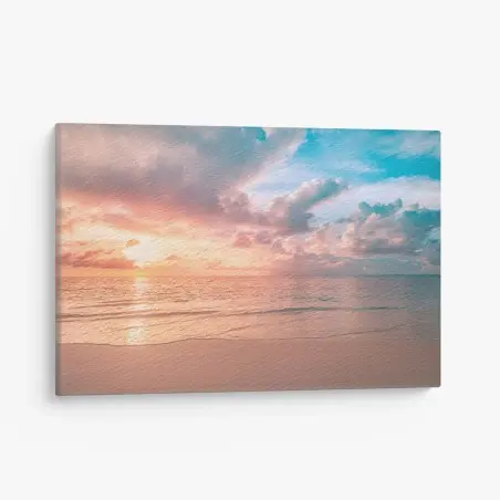Tableau sur toile ciel pastel au coucher de soleil sur la plage – Wallnifity®