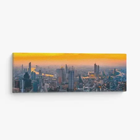 Tableau sur toile panorama urbain au coucher de soleil – Wallnifity®