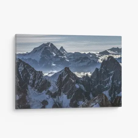 Tableau sur toile paysage alpin dramatique aux sommets enneigés – Wallnifity®