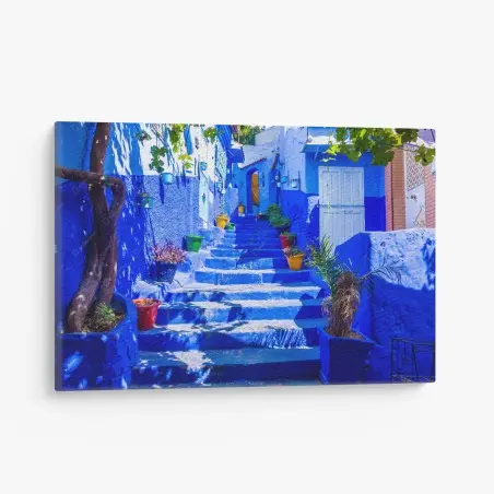 Tableau sur toile escaliers bleus de Chefchaouen – Wallnifity®