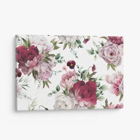 Tableau sur toile motif floral de pivoines aquarelle élégant – Wallnifity®
