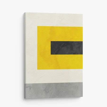 Tableau sur toile composition géométrique minimaliste jaune et noire – Wallnifity®