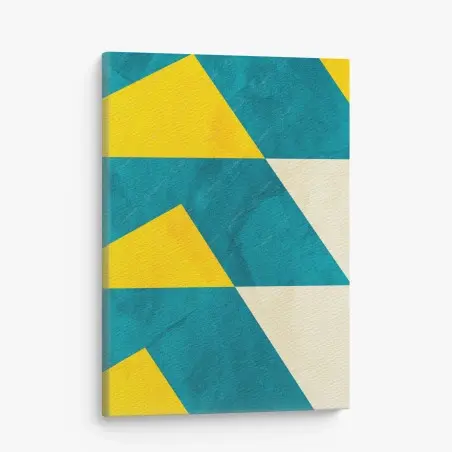 Tableau sur toile motif géométrique bleu canard et jaune moutarde texturé – Wallnifity®