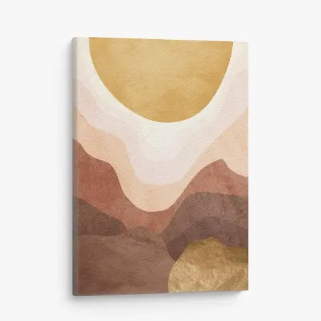 Tableau sur toile paysage abstrait aux tons terre et or – Wallnifity®