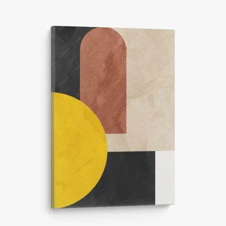 Tableau sur toile composition géométrique aux tons terre et jaune – Wallnifity®