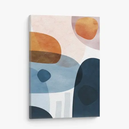 Tableau sur toile composition abstraite en tons bleus et ocres – Wallnifity®