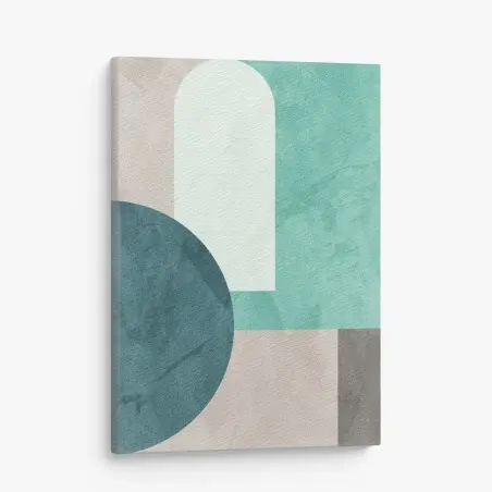 Tableau sur toile composition géométrique vert d'eau et bleu canard – Wallnifity®