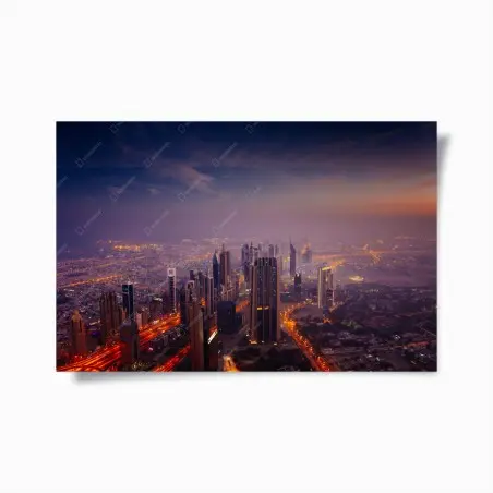 Poster panorama urbain illuminé au crépuscule – Wallnifity®