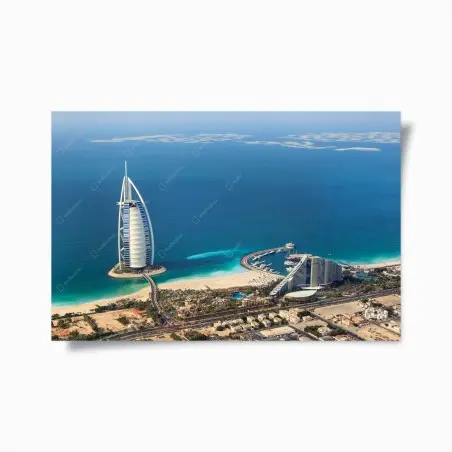 Poster vue aérienne du Burj Al Arab sur la côte de Dubaï – Wallnifity®