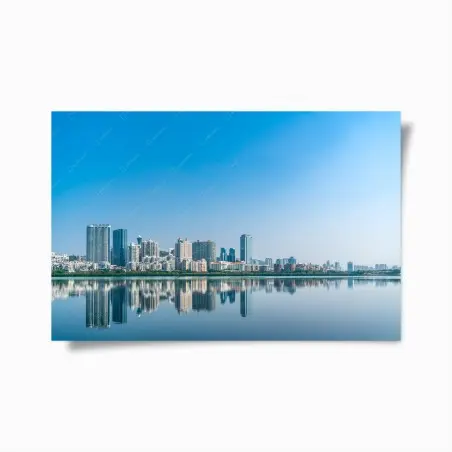 Poster horizon urbain miroir sur l'eau – Wallnifity®