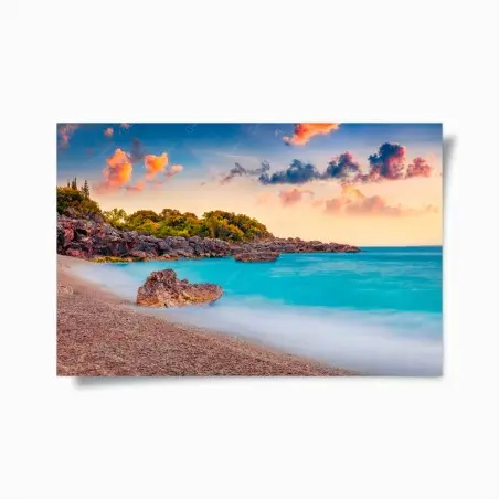 Poster lever de soleil à Himare, Albanie sur la mer Adriatique – Wallnifity®