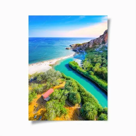 Poster paysage côtier paradisiaque aux eaux turquoise – Wallnifity®