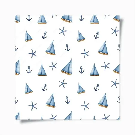 Poster motif marin en aquarelle: voiliers et ancres – Wallnifity®