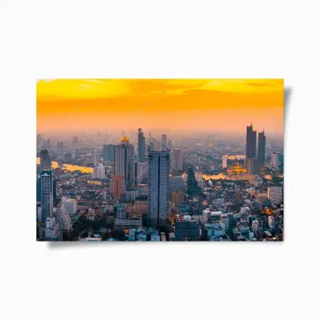 Poster panorama urbain au coucher de soleil – Wallnifity®