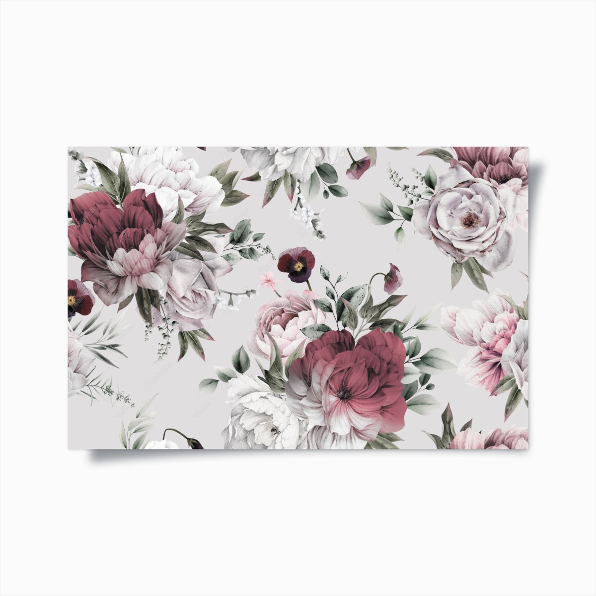 Poster pivoines aquarelle sur fond estival – Wallnifity®