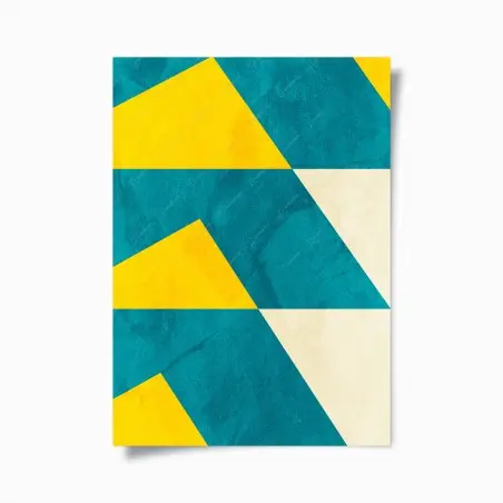 Poster motif géométrique bleu canard et jaune moutarde texturé – Wallnifity®