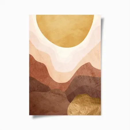 Poster paysage abstrait aux tons terre et or – Wallnifity®