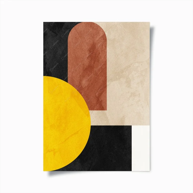 Poster composition géométrique aux tons terre et jaune – Wallnifity®