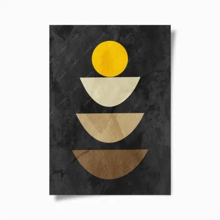 Poster composition géométrique soleil et demi-cercles – Wallnifity®