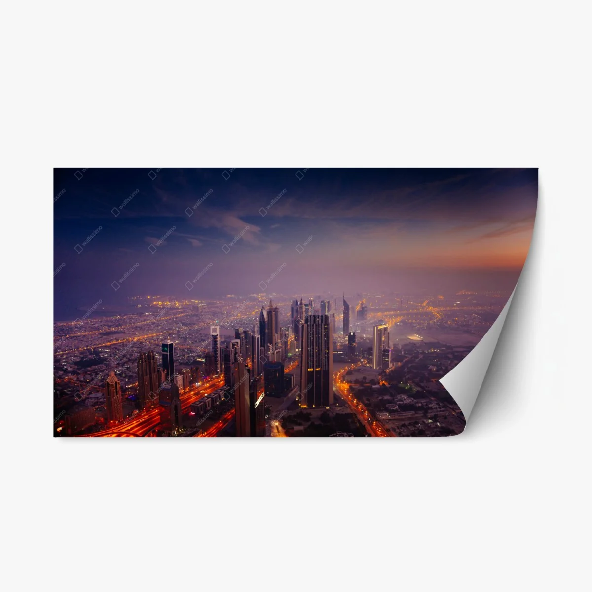 Sticker repositionnable panorama urbain illuminé au crépuscule – Wallnifity® Sticker repositionnable panorama urbain illuminé au crépuscule – Wallnifity®