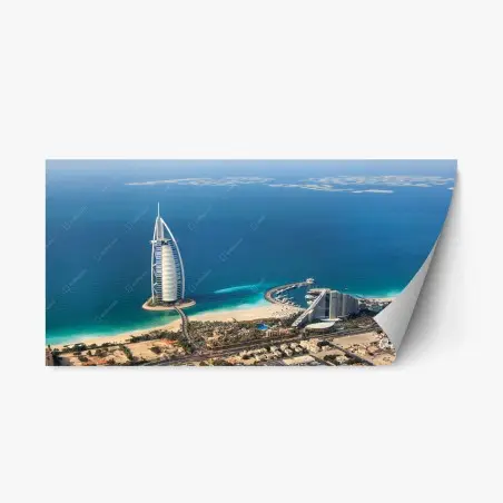 Sticker repositionnable vue aérienne du Burj Al Arab sur la côte de Dubaï – Wallnifity®