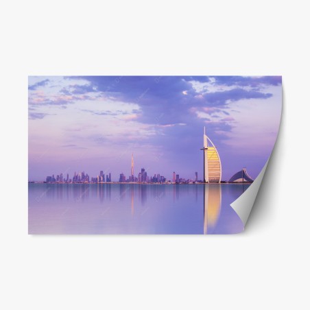 Sticker repositionnable coucher de soleil sur la skyline de Dubaï – Wallnifity®