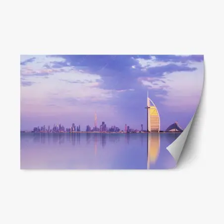 Sticker repositionnable coucher de soleil sur la skyline de Dubaï – Wallnifity®