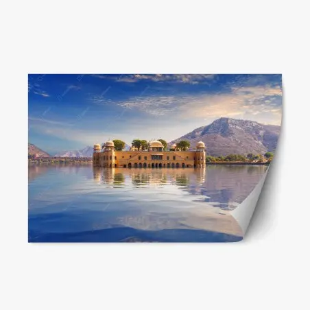 Sticker repositionnable vue sereine sur Jal Mahal à Jaipur – Wallnifity®