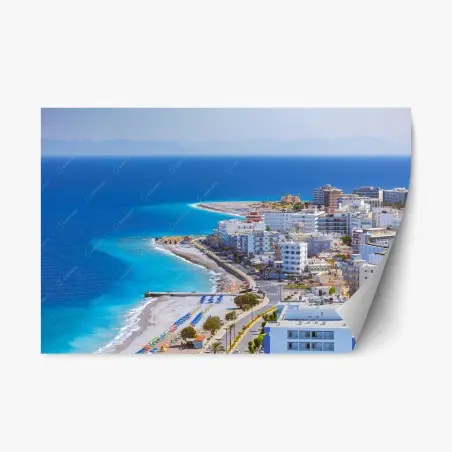 Sticker repositionnable plage colorée à Rhodes – Wallnifity®