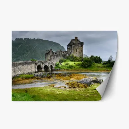 Sticker repositionnable château médiéval au bord de l'eau – Wallnifity®