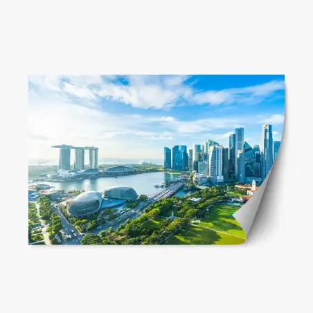 Sticker repositionnable vue panoramique de Singapour et de la baie – Wallnifity®