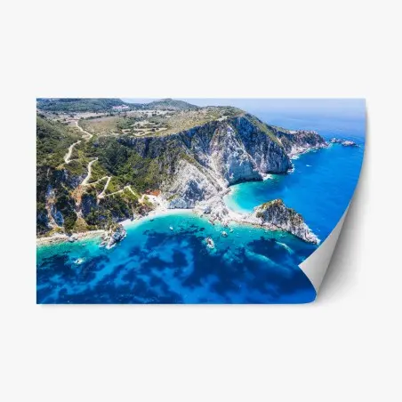 Sticker repositionnable falaise et crique aux eaux turquoise – Wallnifity®