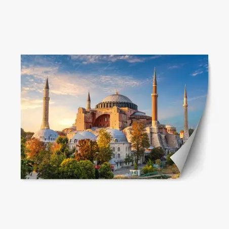 Sticker repositionnable lever de soleil sur Sainte-Sophie à Istanbul – Wallnifity®