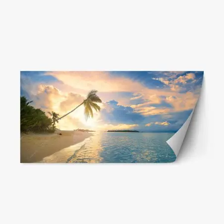Sticker repositionnable coucher de soleil tropical aux Maldives – Wallnifity®