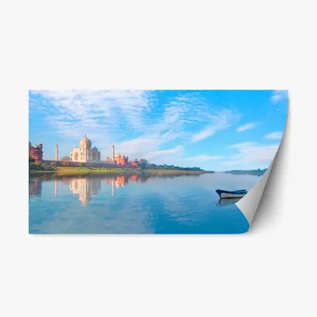 Sticker repositionnable reflet paisible du Taj Mahal au bord de l'eau – Wallnifity®