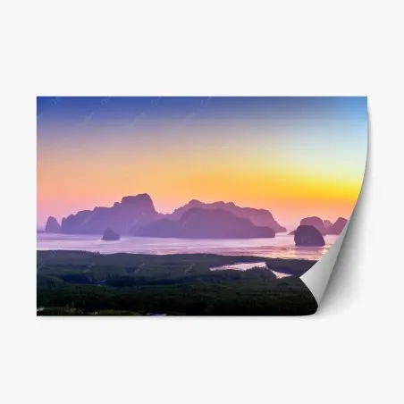Sticker repositionnable lever de soleil au belvédère Samet Nangshe, baie de Phang Nga – Wallnifity®