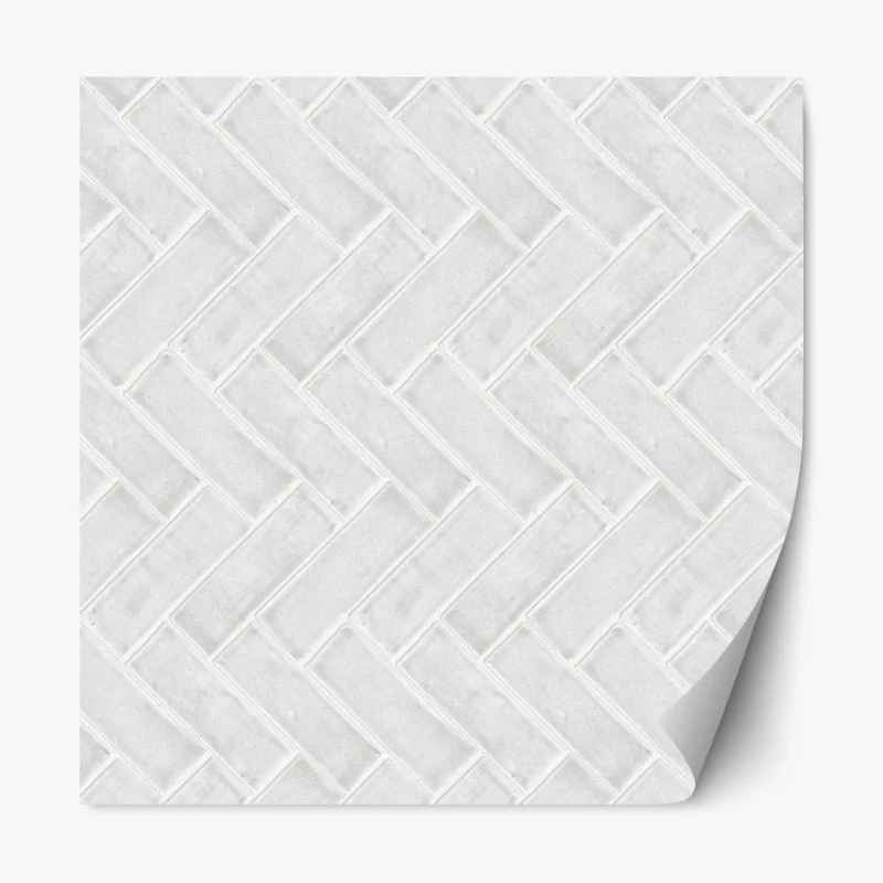 Sticker repositionnable motif chevrons de carrelage blanc texturé – Wallnifity®