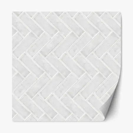 Sticker repositionnable motif chevrons de carrelage blanc texturé – Wallnifity®