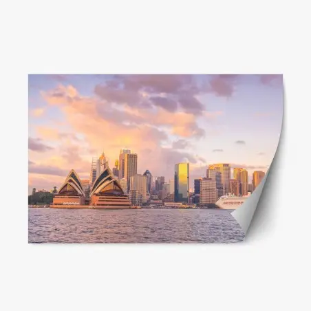 Sticker repositionnable coucher de soleil sur Sydney et l'opéra – Wallnifity®