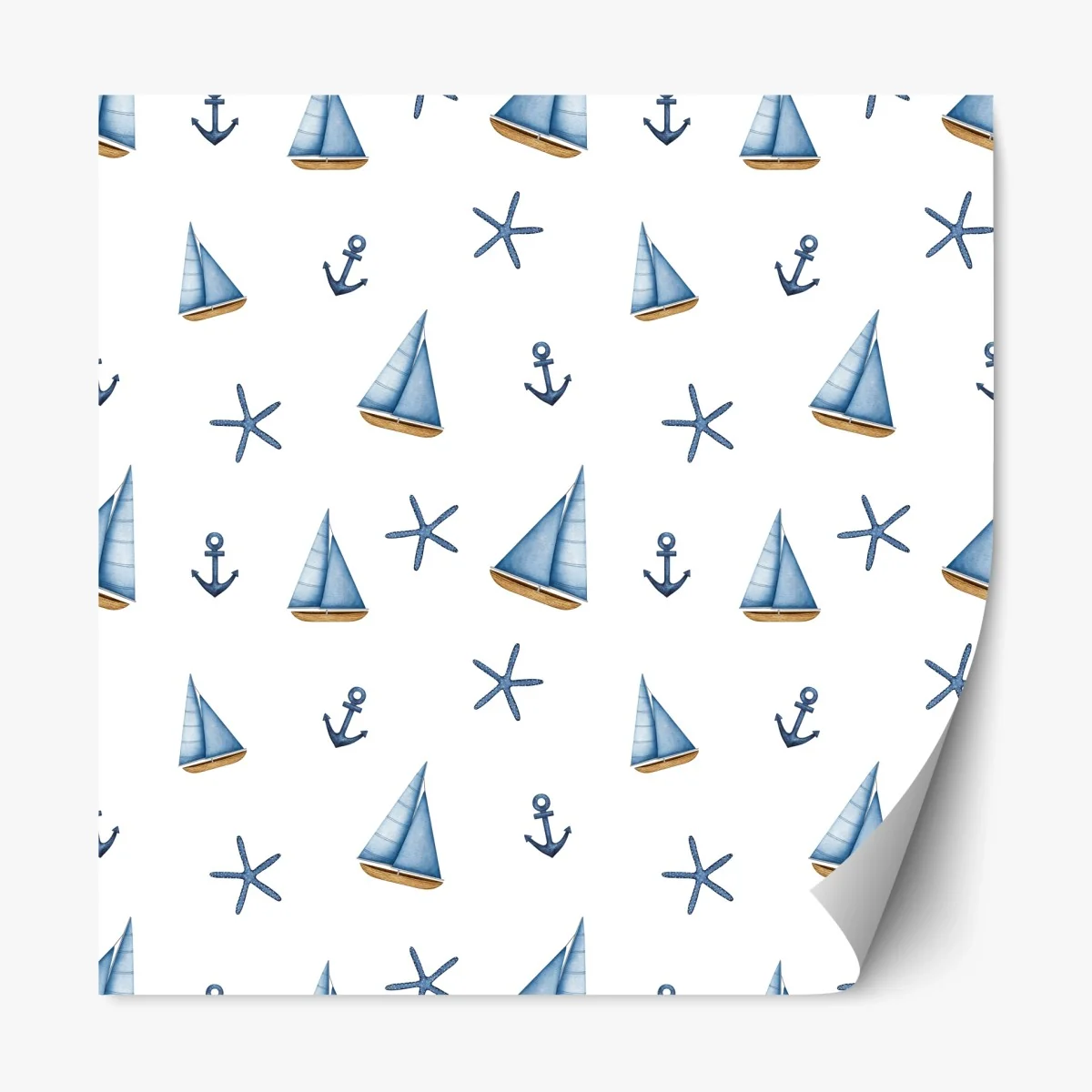 Sticker repositionnable motif marin en aquarelle: voiliers et ancres – Wallnifity® Sticker repositionnable motif marin en aquarelle: voiliers et ancres – Wallnifity®