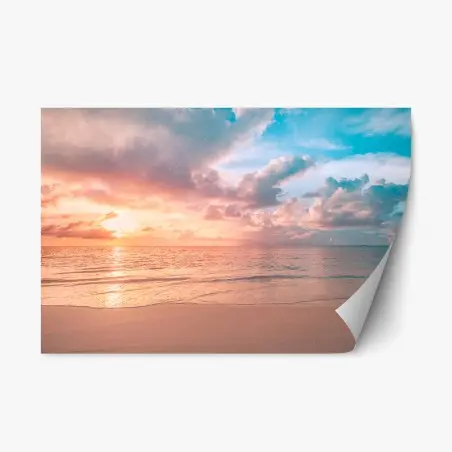 Sticker repositionnable ciel pastel au coucher de soleil sur la plage – Wallnifity®