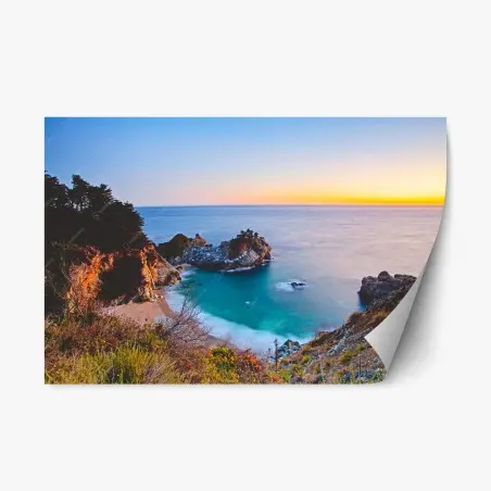 Sticker repositionnable paysage côtier au coucher de soleil – Wallnifity®