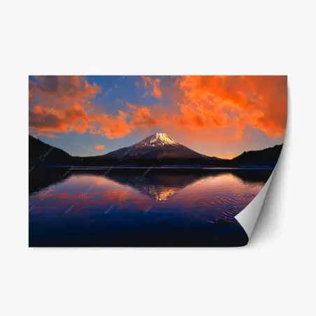 Sticker repositionnable coucher de soleil sur le Mont Fuji – Wallnifity®