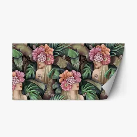 Sticker repositionnable portrait floral et feuillage tropical – Wallnifity®