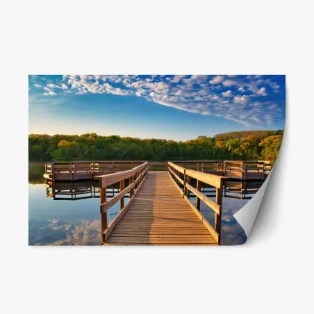 Sticker repositionnable jetée en bois au bord du lac – Wallnifity®