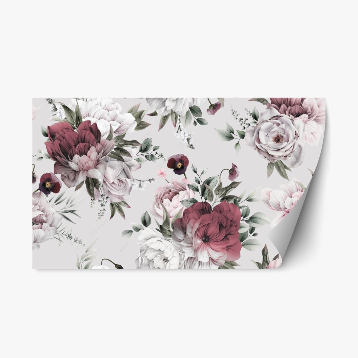 Sticker repositionnable pivoines aquarelle sur fond estival – Wallnifity®