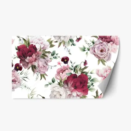 Sticker repositionnable motif floral de pivoines aquarelle élégant – Wallnifity®