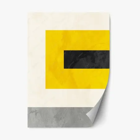 Sticker repositionnable composition géométrique minimaliste jaune et noire – Wallnifity®